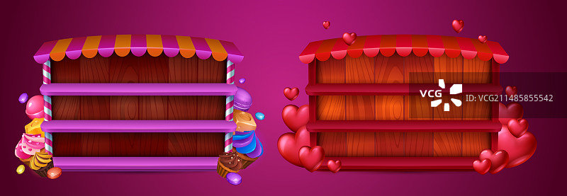 带有甜点和爱心的商店橱窗模板图片素材