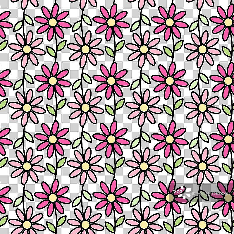 简约花朵彩色无缝图案图片素材