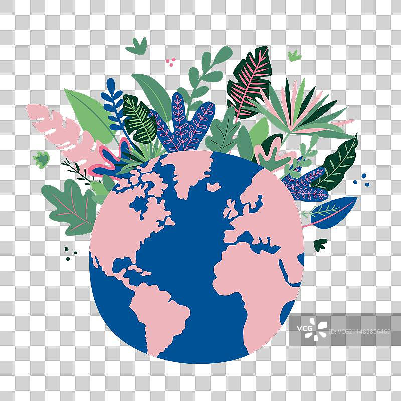 具有生态概念的世界地球日卡片图片素材