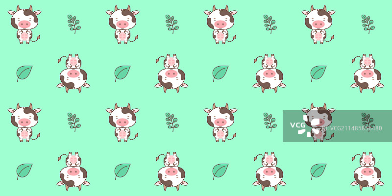 奶牛可爱动物无缝图案图片素材