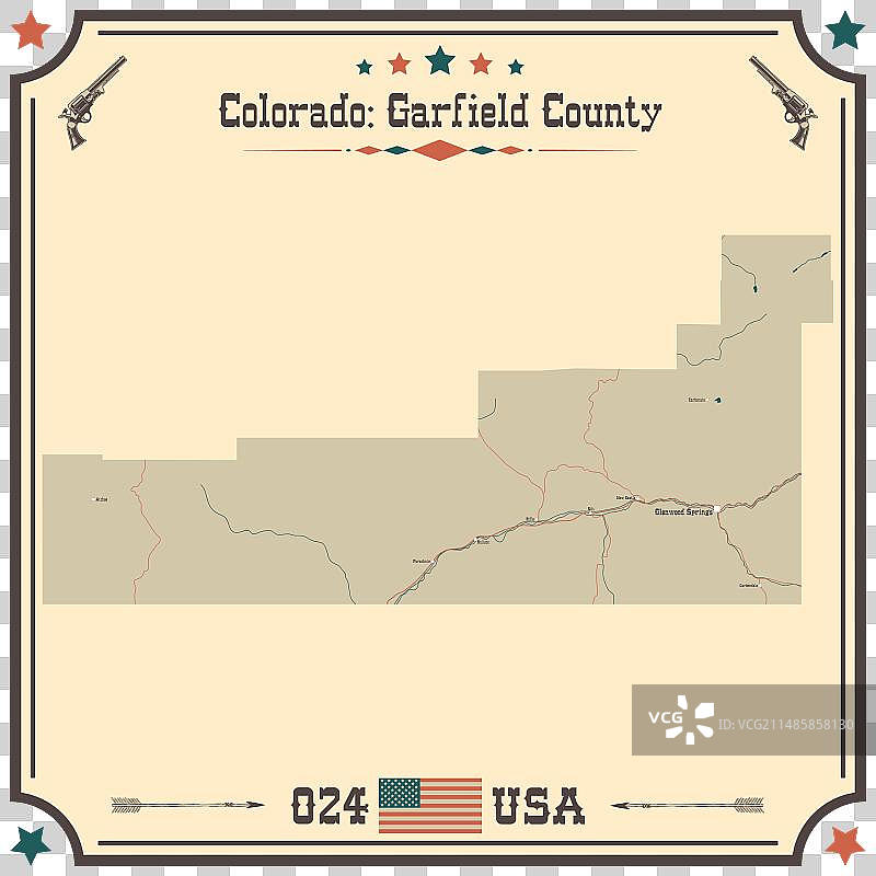 美国科罗拉多州加菲尔德县复古地图图片素材