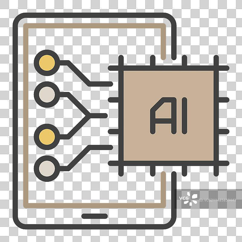 平板电脑中的AI芯片人工智能彩色图片素材