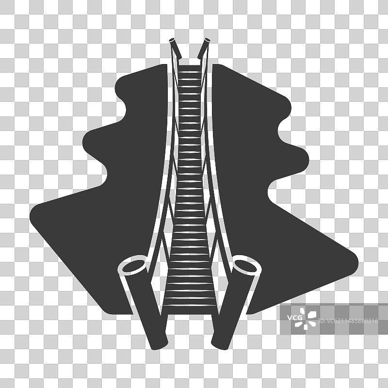 横跨峡谷的木制吊桥字形图标图片素材