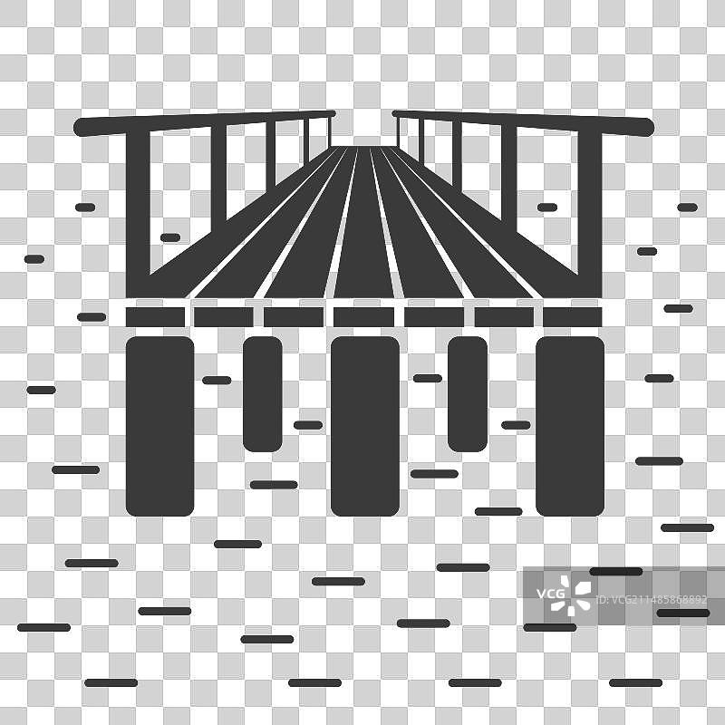 池塘上渔夫桥的glyph图标图片素材