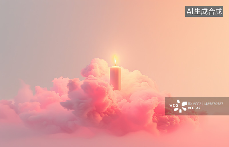 【AI数字艺术】白色背景下点燃的蜡烛和蜡烛的特写镜头图片素材