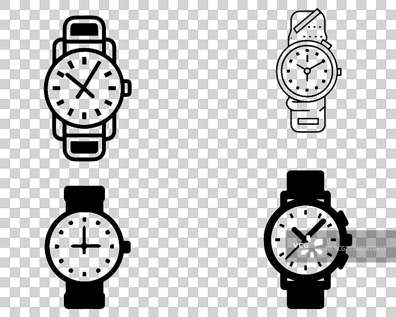 手表图标收集在白色背景图片素材