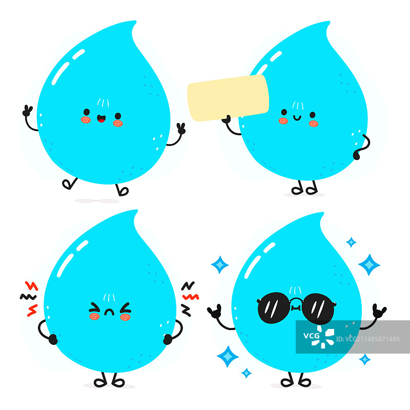 趣味水滴角色套装图片素材