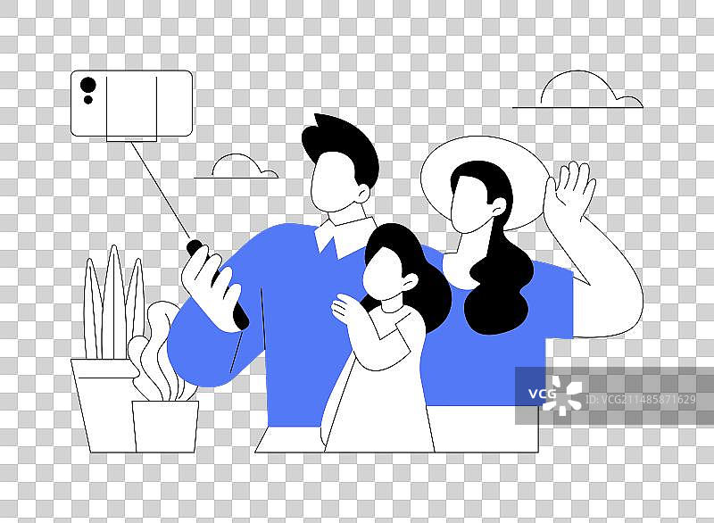 自拍杆孤立卡通图片素材