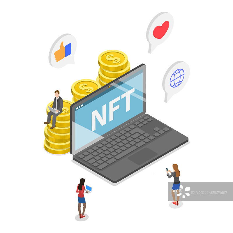 NFT项目的三维等距平面图片素材