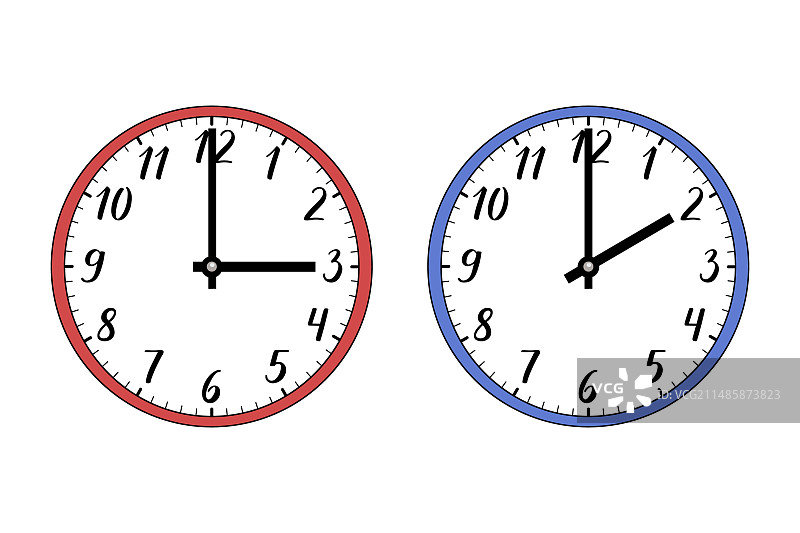 夏令时墙壁时钟，指针从3点拨到2点图片素材