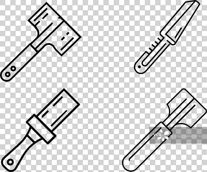 槌球图标集合（黑色轮廓线性剪影）图片素材