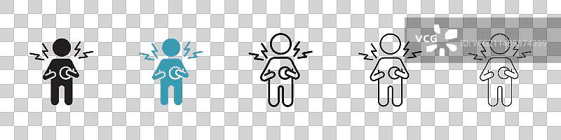 心脏病图标集：胸痛，心悸图片素材