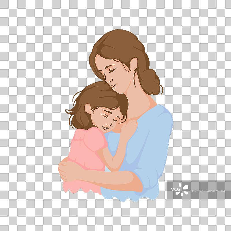 一位年轻母亲拥抱她的女儿图片素材