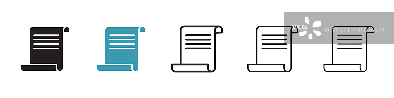 古代卷轴纸莎草纸图标集图片素材