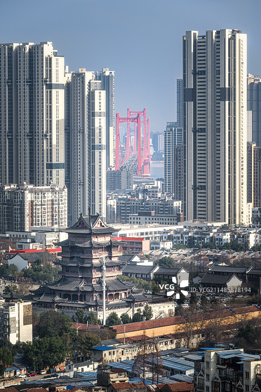 归元禅寺古今同框图片素材