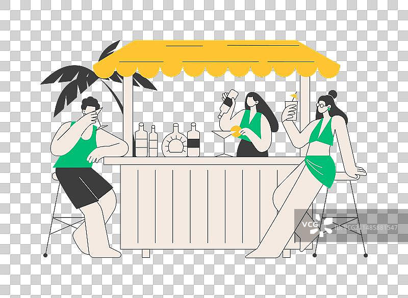 海滩酒吧抽象概念图片素材