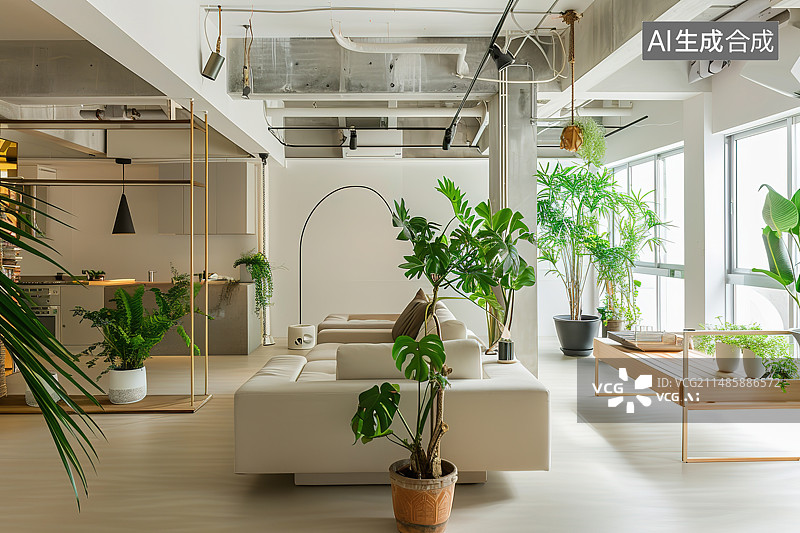 【AI数字艺术】装修现代的室内空间图片素材