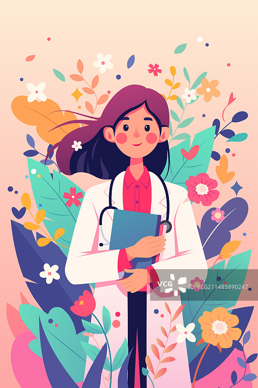 医疗卡通医护人员医生护士矢量插画图片素材