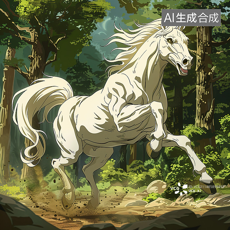 【AI数字艺术】森林中骑马的人的侧视图图片素材