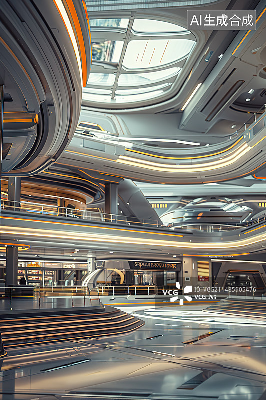 【AI数字艺术】新地标建筑中庭内部图片素材