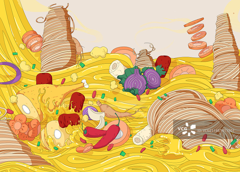面条泡面包装插画图片素材
