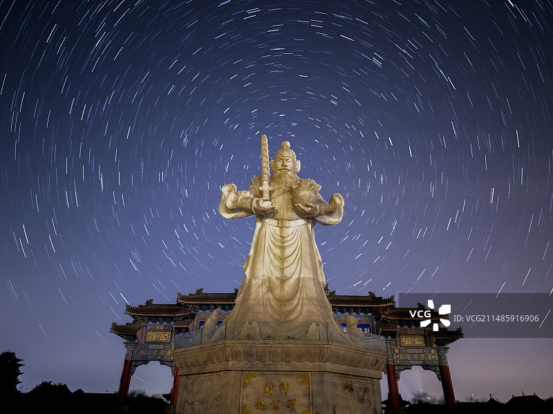西安周至赵公明财神庙星轨图片素材