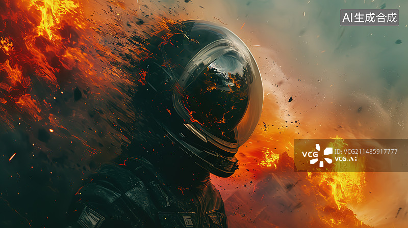 【AI数字艺术】消防员喷水灭火的特写镜头图片素材