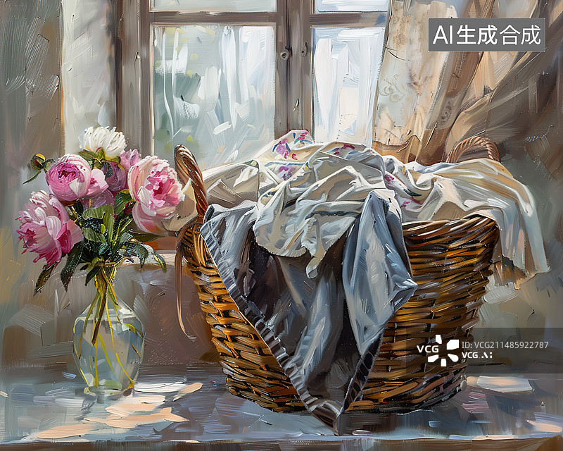 【AI数字艺术】家里桌子上的花瓶特写镜头图片素材