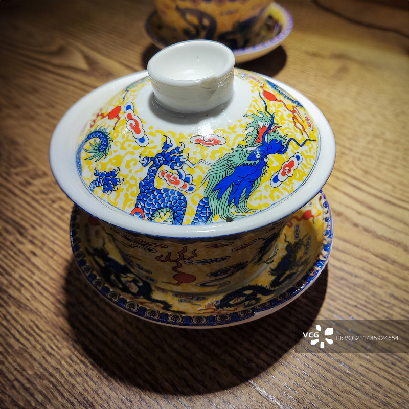 菊花盖碗茶图片素材