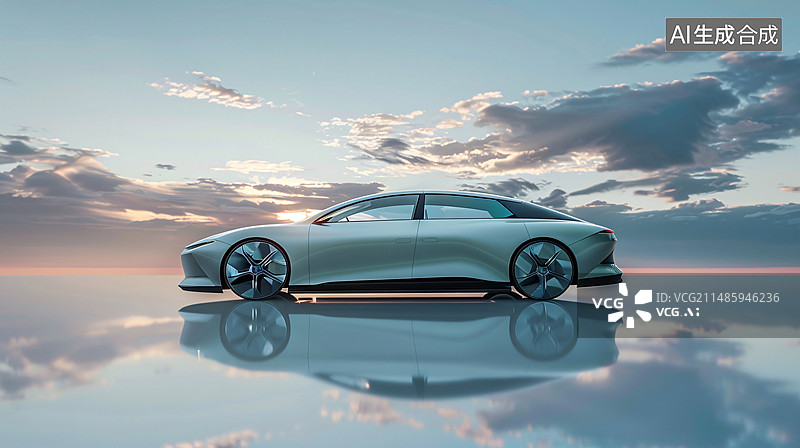 【AI数字艺术】豪华轿车新能源汽车车展背景，科技城市汽车广告背景图图片素材