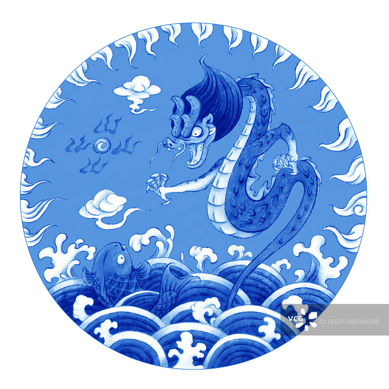 大海中，鲤鱼变成龙的美好故事图片素材