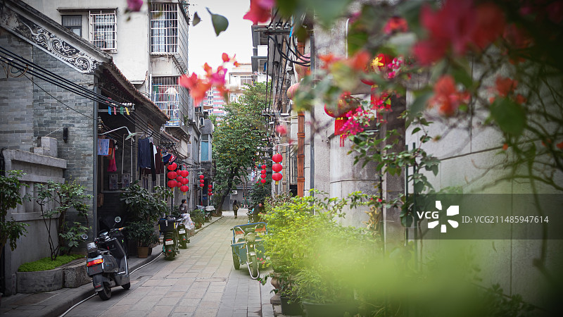 广州西关大屋城市街头的画面图片素材
