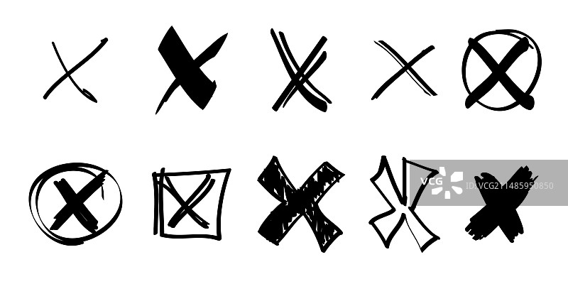 手绘叉号涂鸦错误符号图片素材