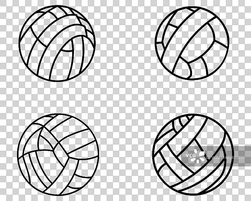 白色背景上的排球图标集图片素材