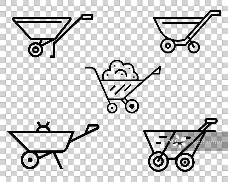 白色背景上的手推车图标集图片素材