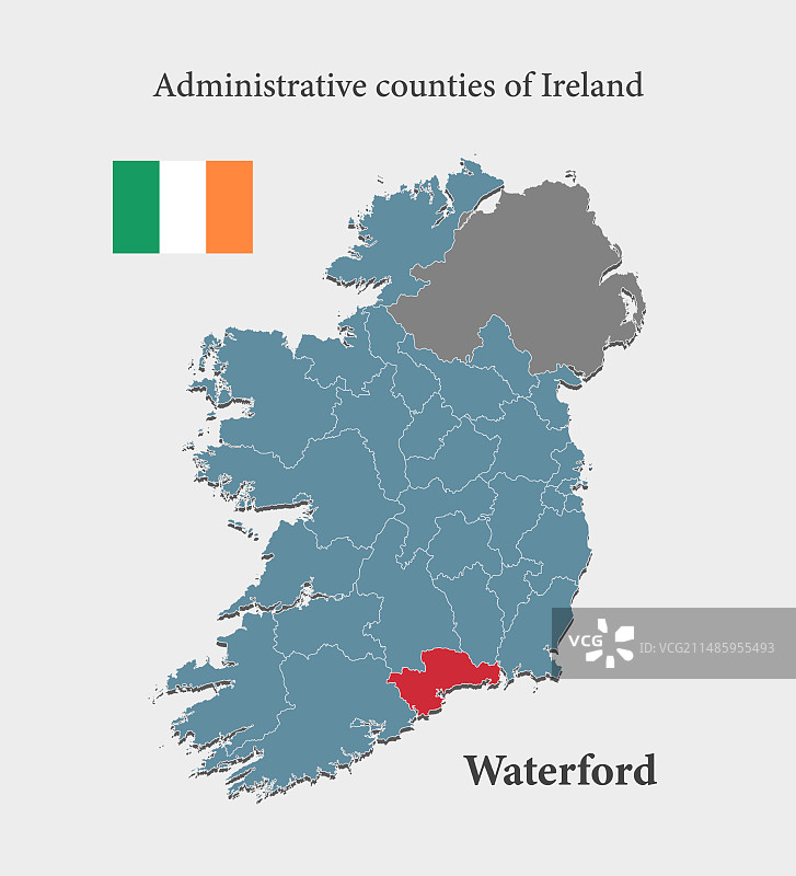 爱尔兰沃特福德郡地图图片素材