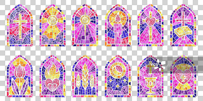教堂彩色玻璃马赛克图片素材