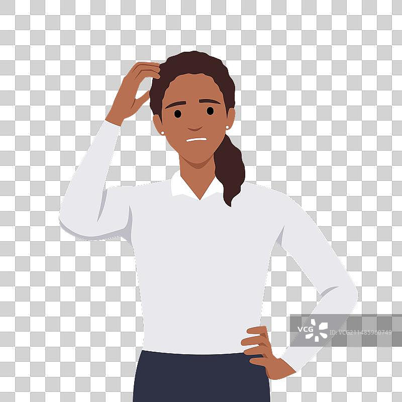 年轻女人挠头困惑图片素材