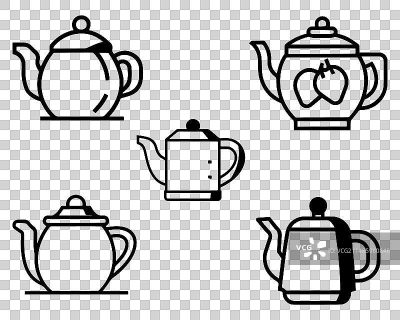 白色背景上的茶壶点线图标图片素材