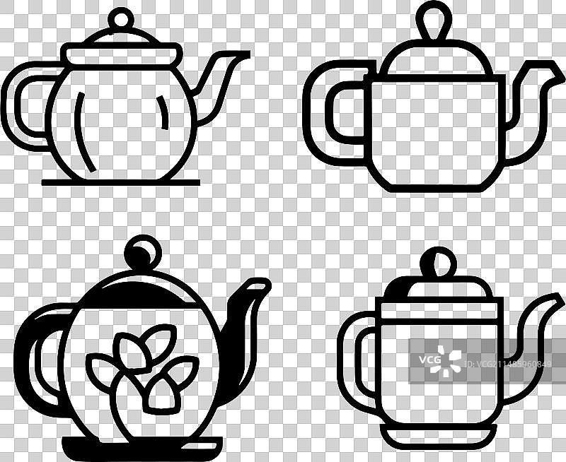 白色背景上的茶壶点线图标图片素材