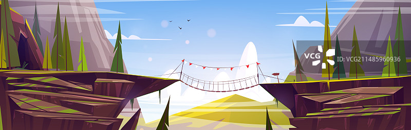 山中的悬索桥图片素材