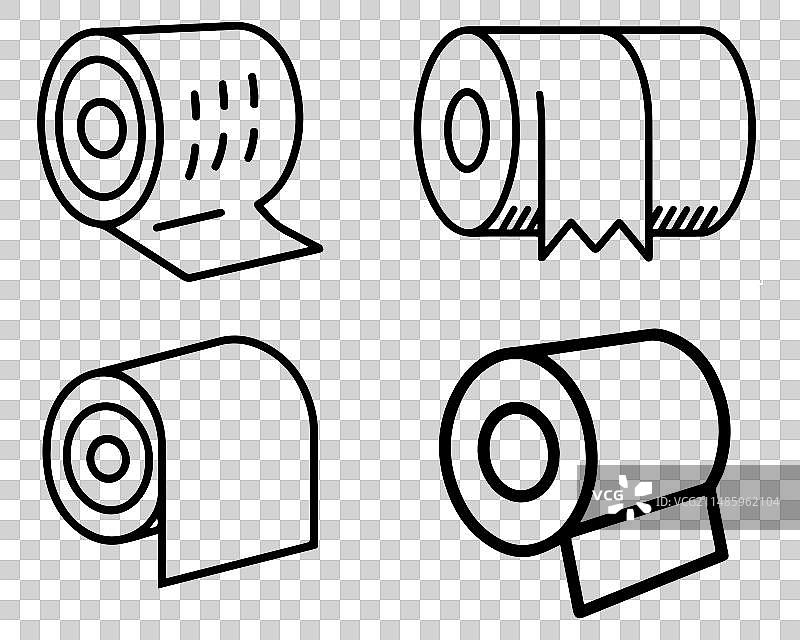 白色背景上的卫生纸涂鸦图标集图片素材