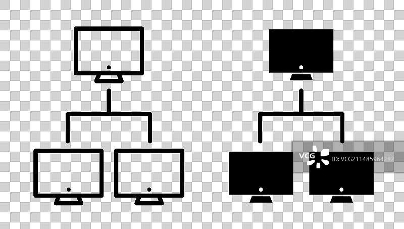 电脑网络图标集：笔记本电脑局域网共享图片素材