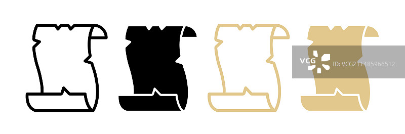 古代卷轴纸莎草纸图标集图片素材