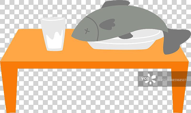 带有鱼食的桌子图片素材