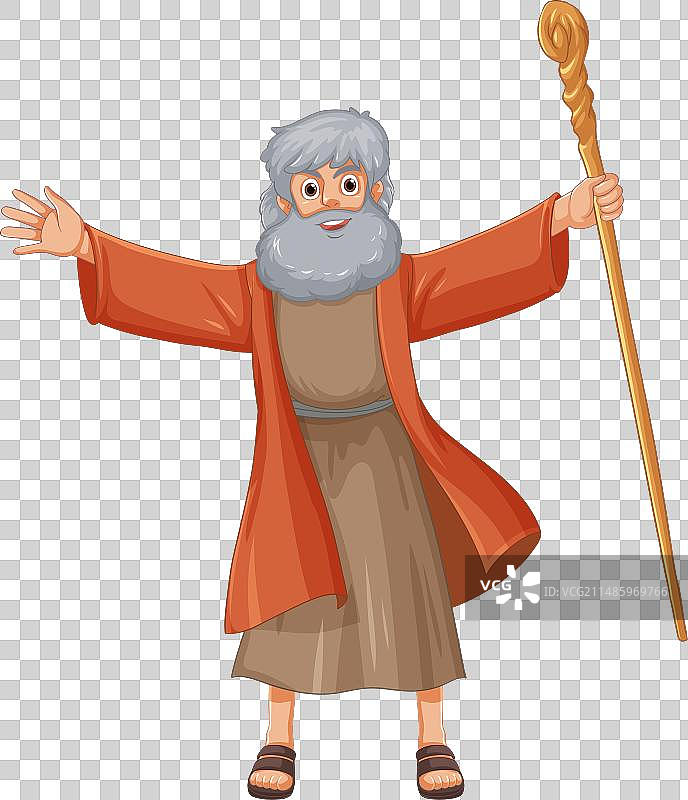 摩西卡通人物，宗教圣经故事图片素材