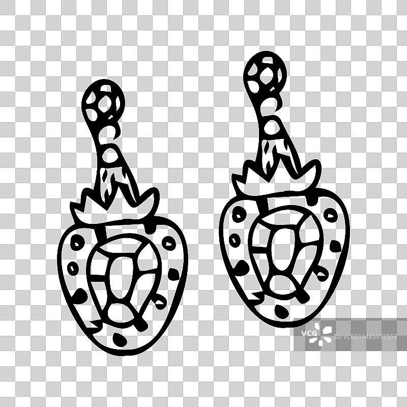 手绘钻石耳环涂鸦图片素材