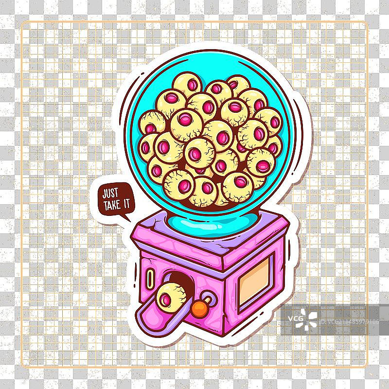 手绘彩色涂鸦的恐怖眼睛分配器图片素材