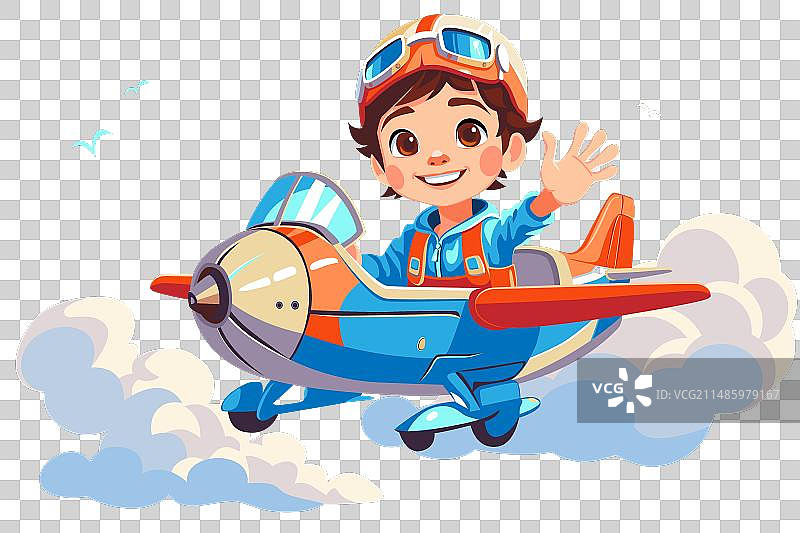 玩具飞机上的卡通飞行员图片素材