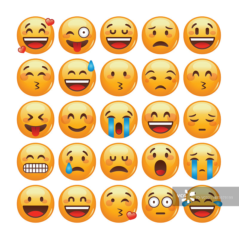 孤立的表情符号套装图片素材